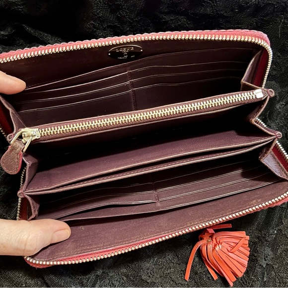 ✨Loewe✨ Vintage Nappa Leather Zip Around Long Anagram Wallet Fuchsia Purple Pink - Picture 13 of 17